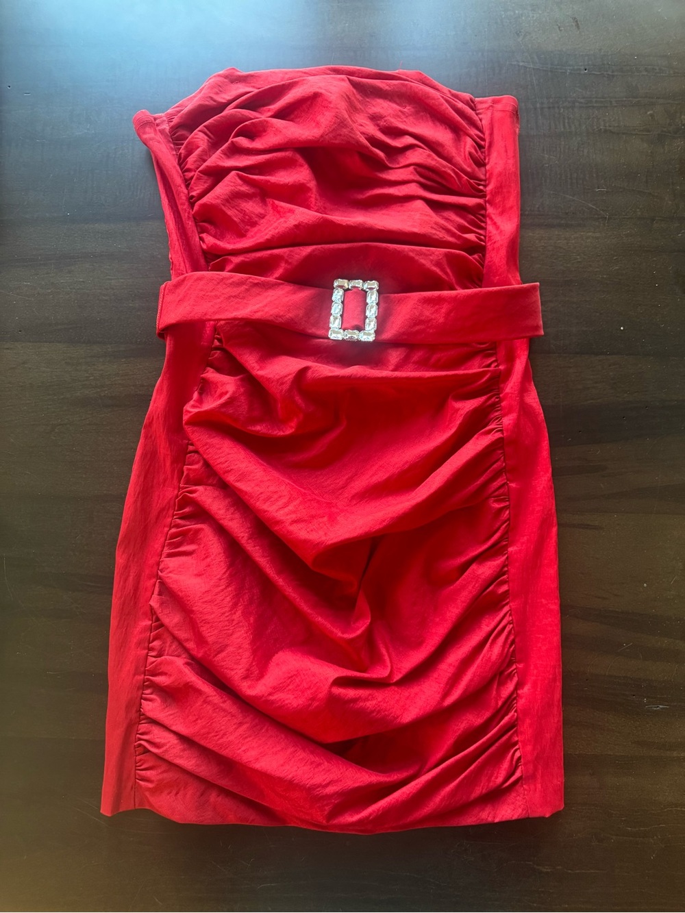 Vintage Jessica McClintock for Gunne Sax Red Mini Dress with Jeweled Buckle